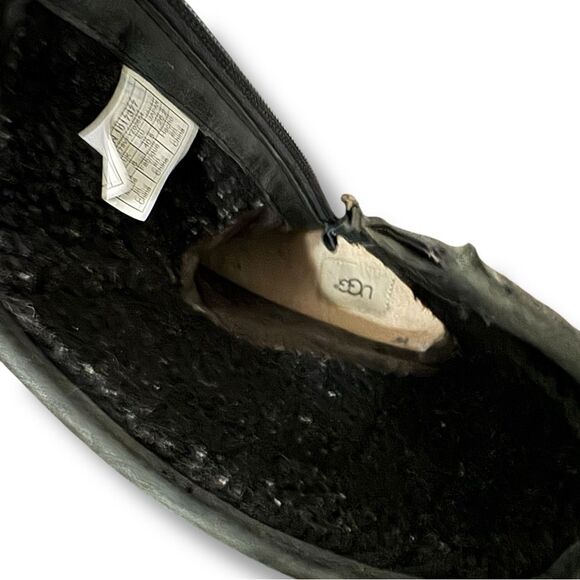 UGG Robbie Mid Calf Moto Boots Waterproof Wool Lined Size 9.5 Black - Picture 10 of 13